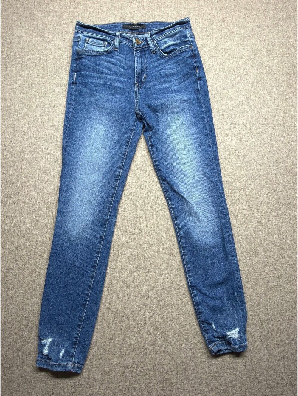 Flying Monkey Jeans 26 High Rise Distressed Skinny Stretch Medium Wash Denim